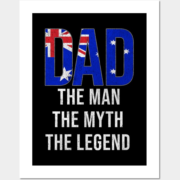 Australian Dad The Man The Myth The Legend - Gift for Australian Dad With Roots From Australian Wall Art by Country Flags